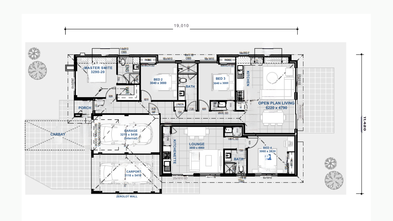 floor plan for Perth first home grant dual key home with main and secondary living areas